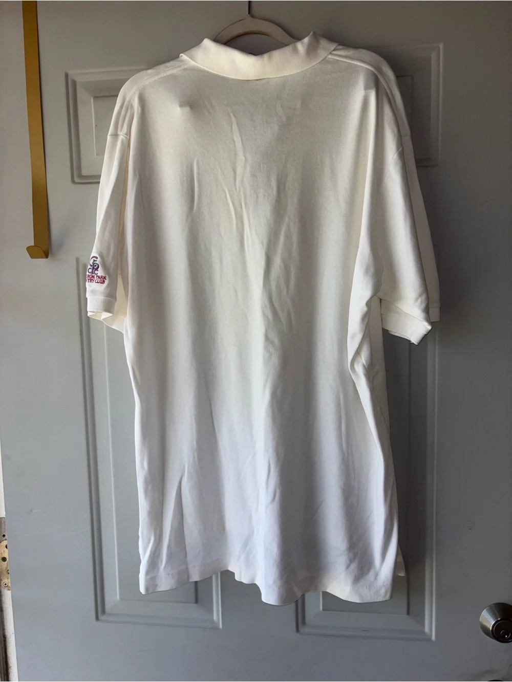 Polo Ralph Lauren ivory country club branded polo shirt size L *Flaw*